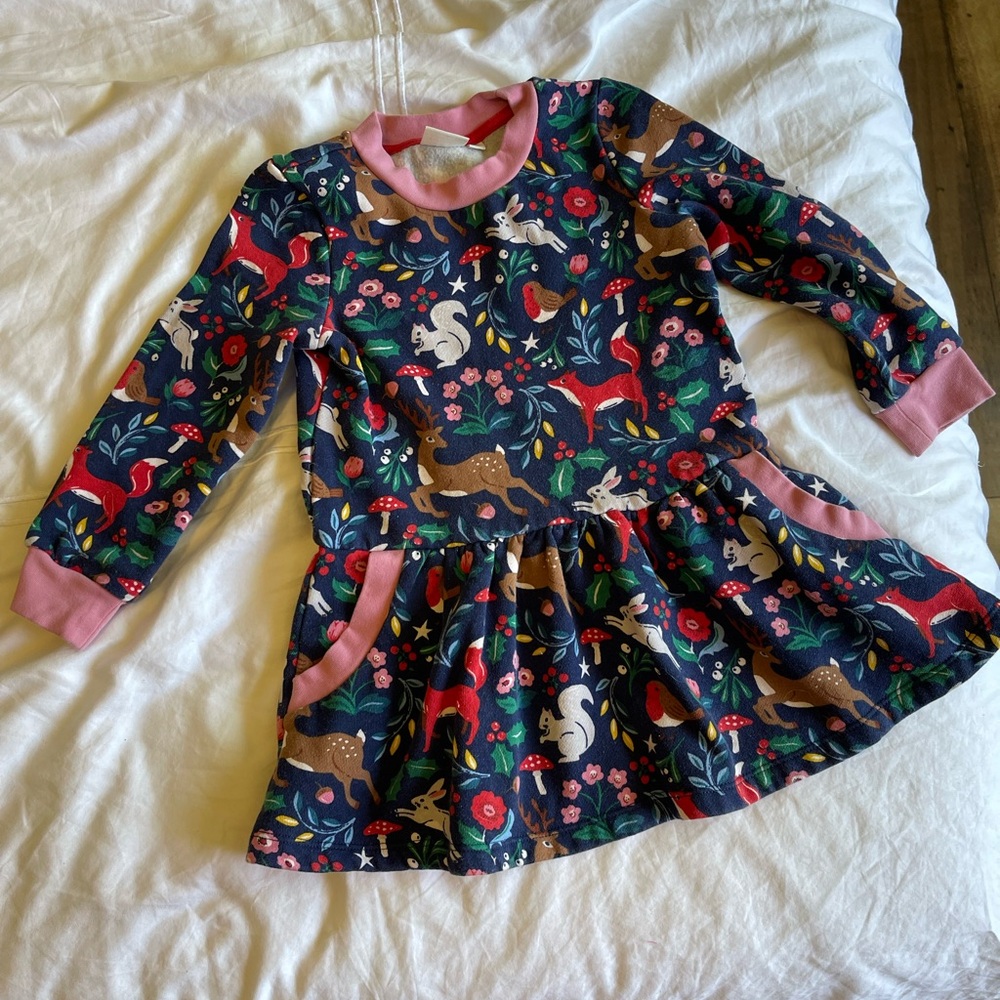 Mini Boden Kids Dress - Navy with Pink Accents